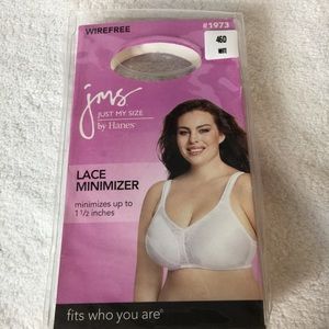 JMS white lace minimizer Bra 46D NEW